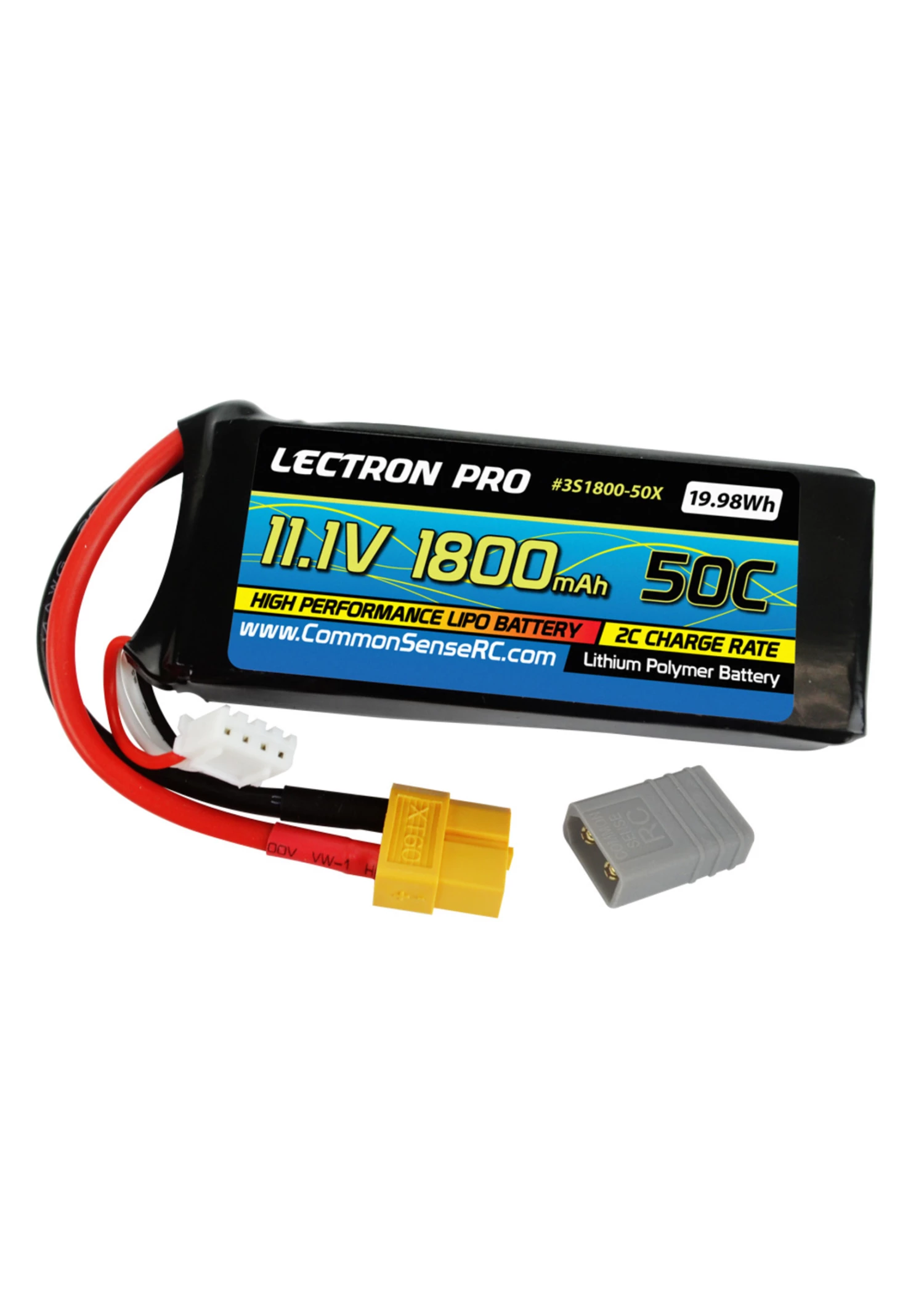 Common Sense RC 3S1800-50X - Lipo 11.1V 1800mAh 50C Lipo - Image 2