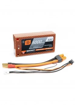 Spektrum SPMX50002S50HT - 7.4V 5000mAh 2S 50C Smart Race Shorty Hardcase LiPo Battery: Tubes, 5mm